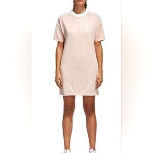 Adidas women's pink/white Trefoil women's short sleeve dress.